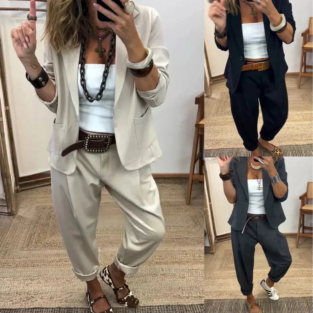 💎 55% RABATT! 💎 Damen Business-Anzug – Bügelfreier Blazer mit Kragen & Hose, Klassischer Look & Atmungsaktive Passform 👖💼