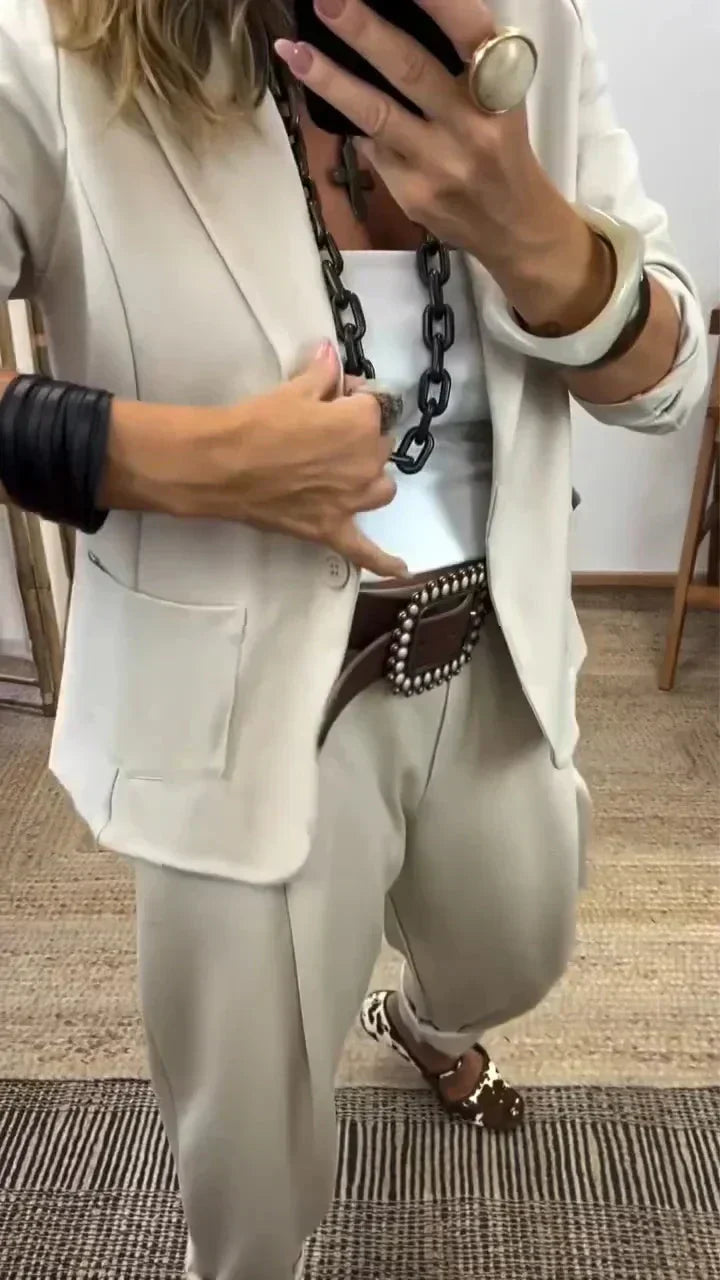 💎 55% RABATT! 💎 Damen Business-Anzug – Bügelfreier Blazer mit Kragen & Hose, Klassischer Look & Atmungsaktive Passform 👖💼