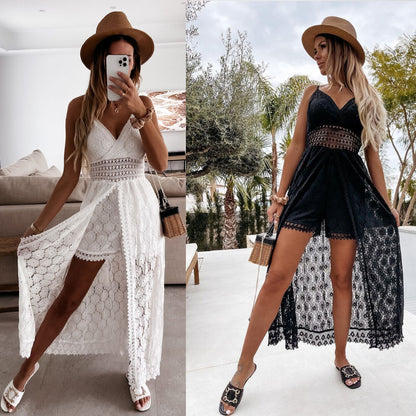 🔥 2026 Neuheit 🔥✨Damen Jumpsuit mit Spaghettiträgern – Lockerer Freizeit Overall mit Cut-Out Design👗✨
