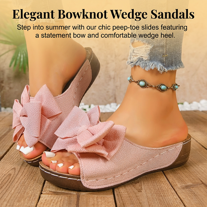 Damen-Bowknot-Zehenfreie Keilabsätze-Sandalen