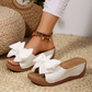 Damen-Bowknot-Zehenfreie Keilabsätze-Sandalen
