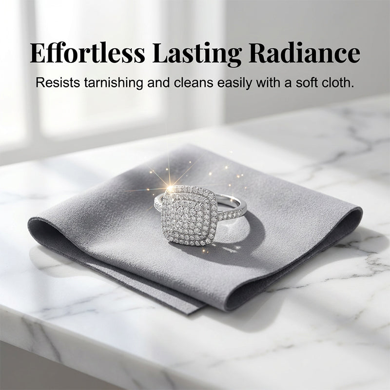 📢📢50 % Rabatt!! ⏰ Brillanter Doppel-Halo Quadratring für Damen – Funkelndes Design, Goldfinish & Perfekt für Besondere Anlässe 🌟