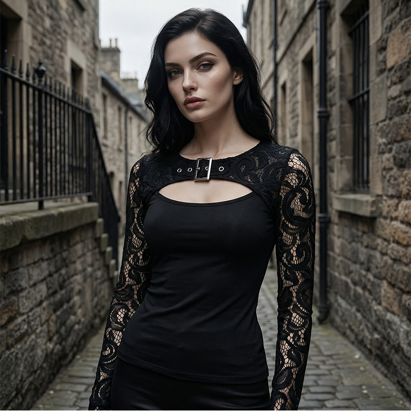 👚 50% RABATT! 💃 Damen-Sexy-Oberteil mit Cut-out & Spitzenärmeln – Romantisch, Modisch & Perfekt für Besondere Anlässe 🌸