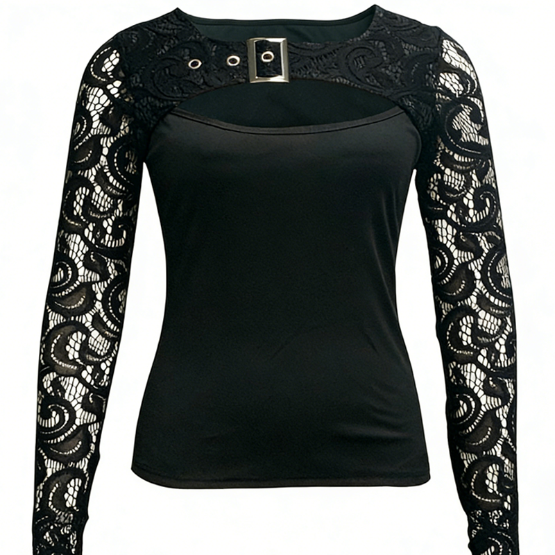 👚 50% RABATT! 💃 Damen-Sexy-Oberteil mit Cut-out & Spitzenärmeln – Romantisch, Modisch & Perfekt für Besondere Anlässe 🌸