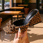 📢📢53 % Rabatt!! ⏰ Slip-On-Sandalen mit Absatz und Leopardenmuster – Blockabsatz, Schleifenverzierung und auffälliges Muster (Größen 36–43)