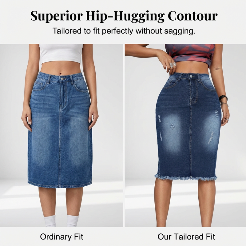 💎 -50% DAMEN JEANSROCK MIT HOHER TAILLE! 💎 Ausgefranster Saum, A-Linien-Schnitt & Stretch-Komfort – Der ultimative Vintage-Begleiter