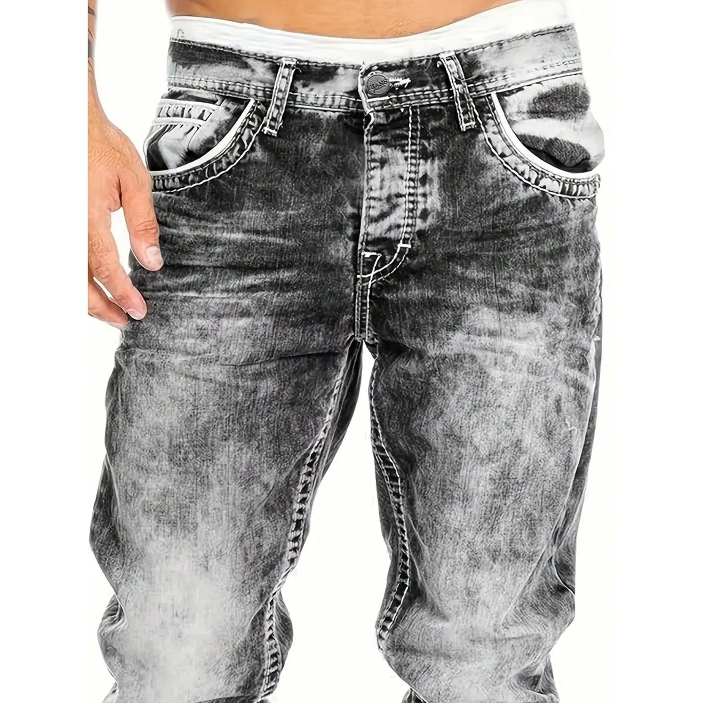 Kreative Stretch-Jeans für Herren, minimalistischer Stil, ideal für den Sommer, Emo-Stil