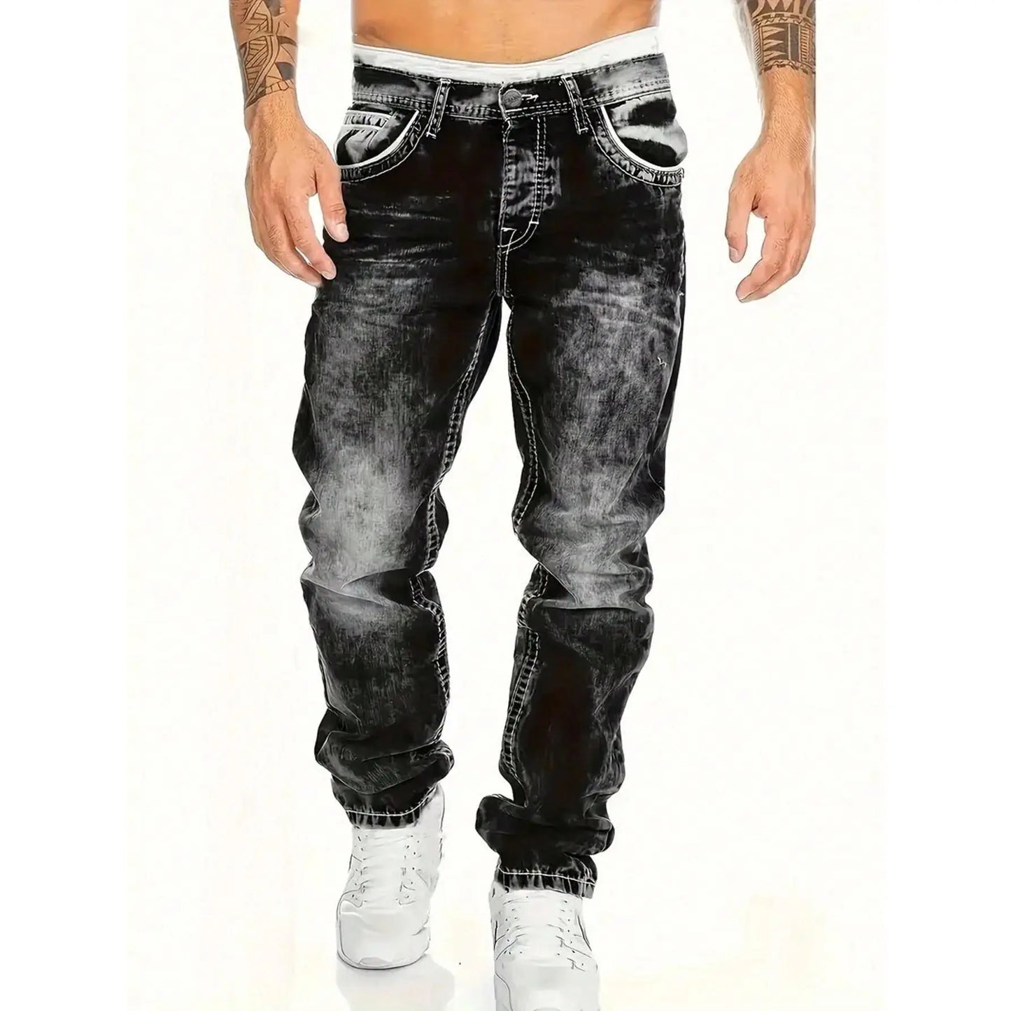 Kreative Stretch-Jeans für Herren, minimalistischer Stil, ideal für den Sommer, Emo-Stil