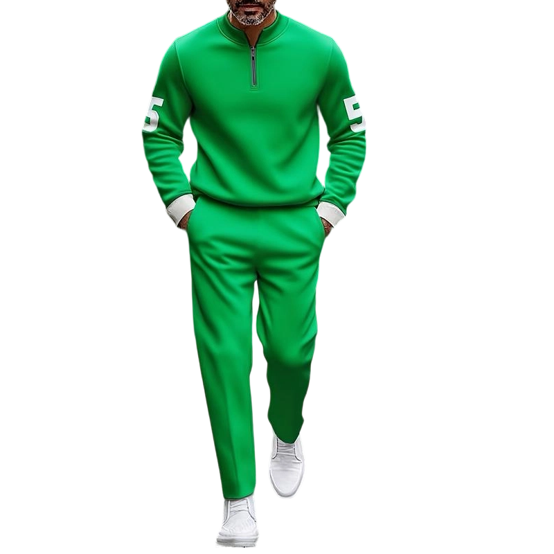 Herren-Halbreißverschluss-Oberteil & Hose Zweiteilig Set