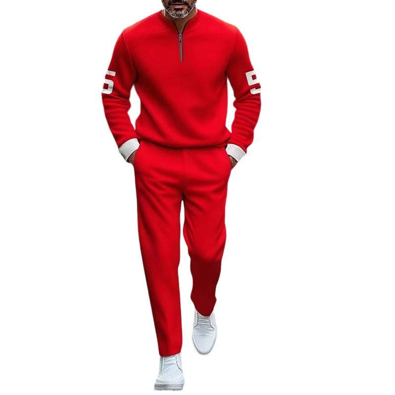 Herren-Halbreißverschluss-Oberteil & Hose Zweiteilig Set