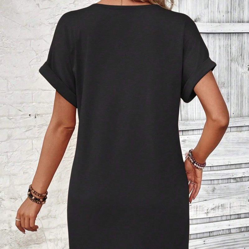 👗🌺 50% RABATT! Frauen modisches Kleid mit einfarbiger Knopfleiste & Nackenrollen-Hülle – Elegant, zeitlos & perfekt für festliche Anlässe ✨