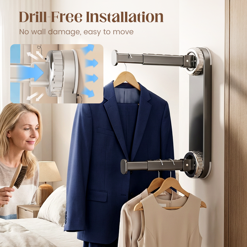 🛠️ Klappbarer teleskopischer Saugnapf-Wäscheständer – Platzsparend, stabil & einfach zu montieren – Ideal für kleine Wohnungen, Bad & Balkon ✨