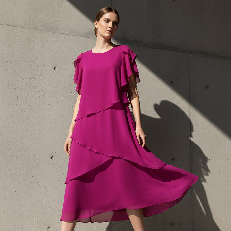Elegantes Kleid mit Lagenlook und Flatterärmeln