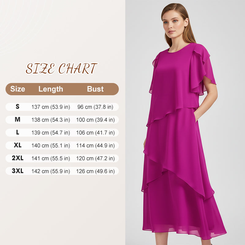 Elegantes Kleid mit Lagenlook und Flatterärmeln