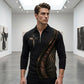 Men's Casual Retro Long Sleeve Zip-Up Shirt