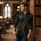 Men's Casual Retro Long Sleeve Zip-Up Shirt