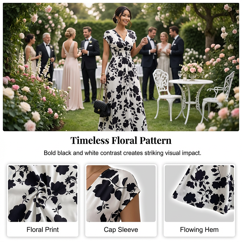 👗🌸 50% RABATT! Maxikleid mit Blumenmuster, V-Ausschnitt und geraffter Taille – Feminin, leicht & perfekt für Sommer, Strand & Urlaub ✨