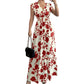 👗🌸 50% RABATT! Maxikleid mit Blumenmuster, V-Ausschnitt und geraffter Taille – Feminin, leicht & perfekt für Sommer, Strand & Urlaub ✨