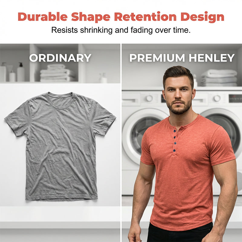 👕 JETZT 50 % RABATT! 🔥 Herren Kurzarm-Henley-T-Shirt – Klassischer Stil, weicher Stoff & perfekt für den täglichen Gebrauch 🏠