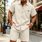 Set aus kurzärmeligem Hemd und Shorts aus Waffelpiqué für Herren