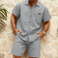 Set aus kurzärmeligem Hemd und Shorts aus Waffelpiqué für Herren
