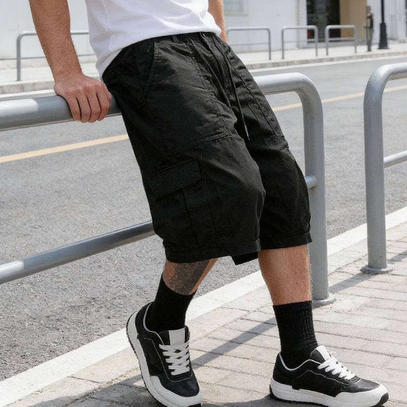 👖 LIMITIERT: 50% RABATT! 🔥 Herren-Caprihose in Übergrößen – Weites Bein, Elastischer Bund mit Kordelzug, Strapazierfähiges Polyester 🔥