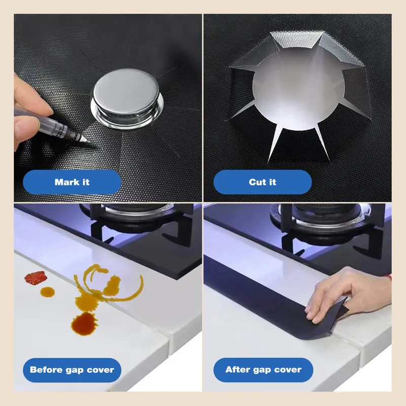 🍳 50% RABATT! 🧽 Wiederverwendbare Herdschutzmatten – Hitzebeständig, leicht zu reinigen & rutschfest – Perfekt für Gaskocher & saubere Küche ✨