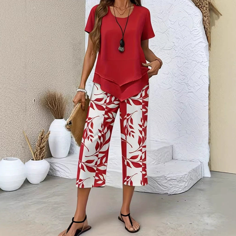 👖 LIMITIERT: 50% RABATT! 🔥 Damen Freizeit-Set 2-teilig – Mehrlagiges Top & Extrawide Hose, Atmungsaktives Material ✨