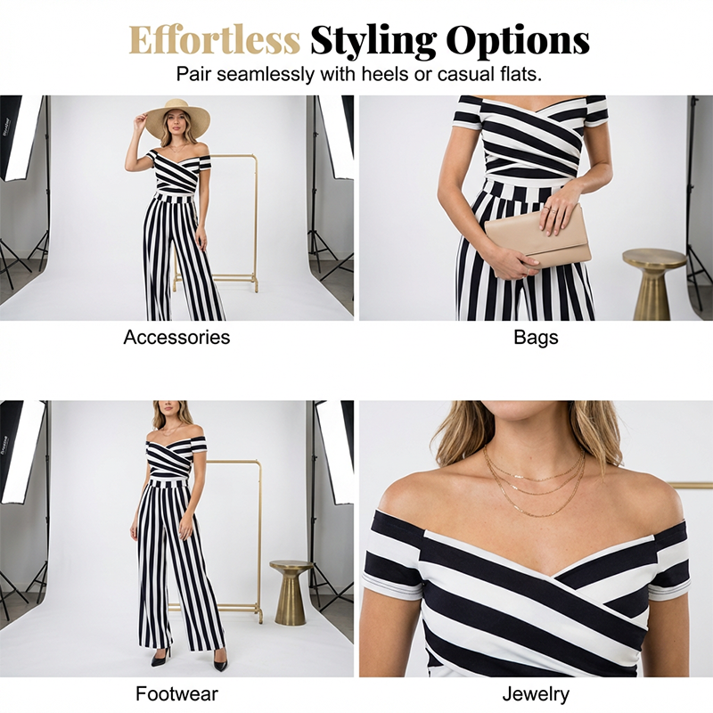 💐Eleganter Damen-Overall mit schulterfreiem Schnitt und weitem Bein