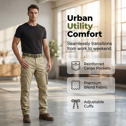 🧥 Taktische Cargohose für Herren | Mehrere Taschen 📦 Strapazierfähige Baumwollmischung 💪 Lockere, formgebende Kniepartie 🦵 Verstellbarer Bund und Beinabschlüsse 🎛️