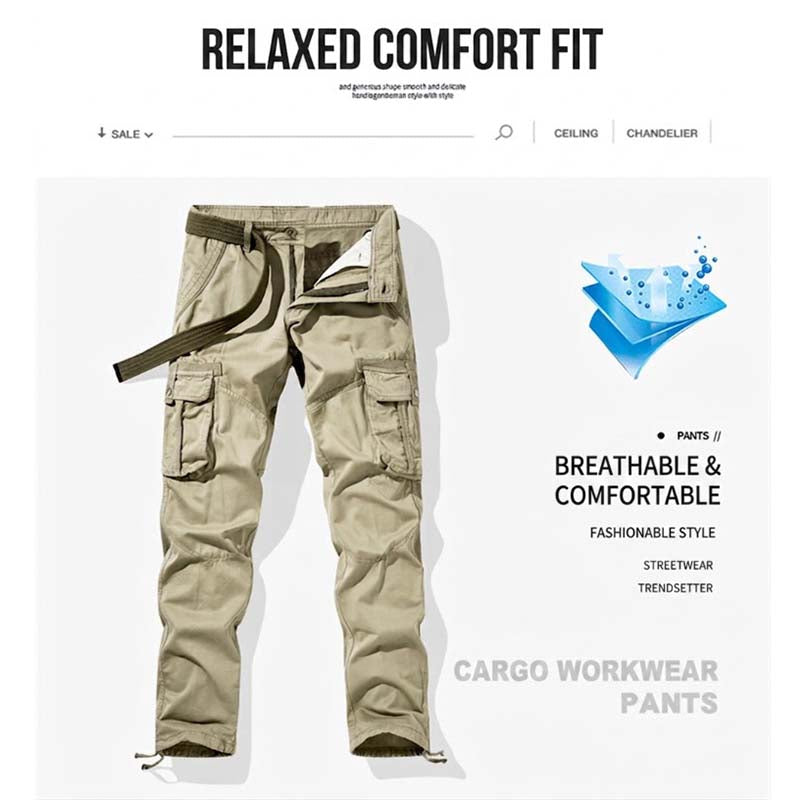 🧥 Taktische Cargohose für Herren | Mehrere Taschen 📦 Strapazierfähige Baumwollmischung 💪 Lockere, formgebende Kniepartie 🦵 Verstellbarer Bund und Beinabschlüsse 🎛️