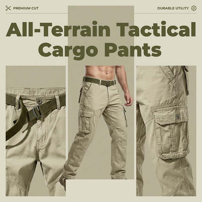 🧥 Taktische Cargohose für Herren | Mehrere Taschen 📦 Strapazierfähige Baumwollmischung 💪 Lockere, formgebende Kniepartie 🦵 Verstellbarer Bund und Beinabschlüsse 🎛️