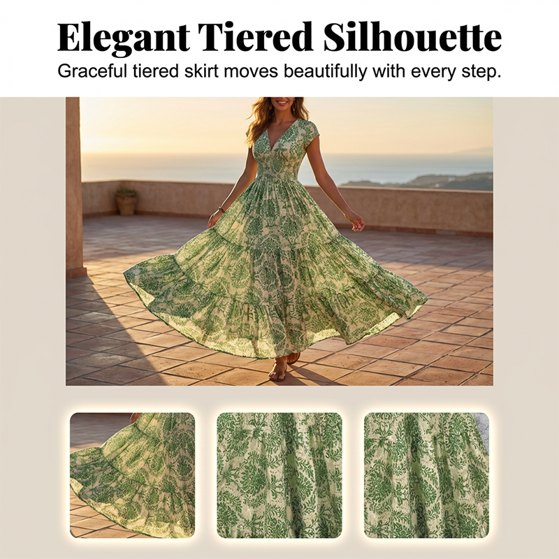 ✨ 50% RABATT! 💃 Maxikleid Damen – luftig-leichtes Baumwollmischgewebe, V-Ausschnitt & sommerlicher Charme – Bequem, elegant & perfekt für warme Tage am Strand oder in der Stadt 🌞