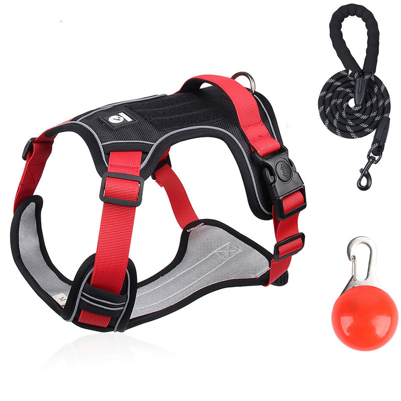 🐕 48% RABATT! ✨ Hundegeschirr ohne Zugkraft mit Leine und LED-Halsband – Vorderer D-Ring, Reflektierend, Verstellbar 🦮