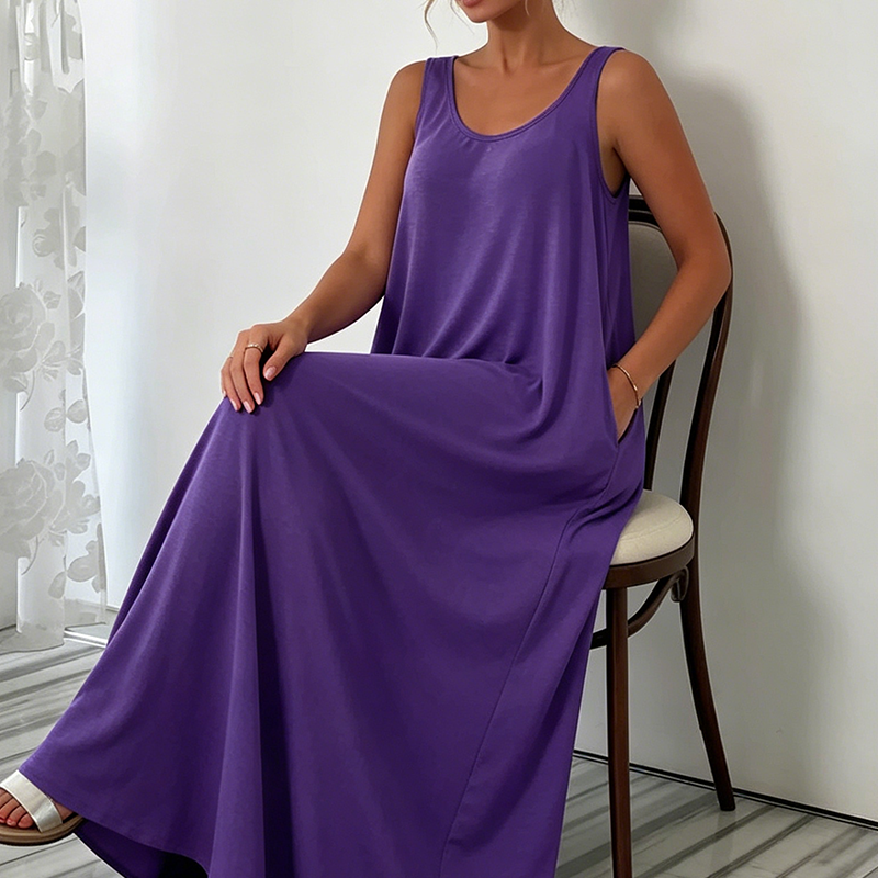 Damen Lässiges Ärmelloses Maxikleid