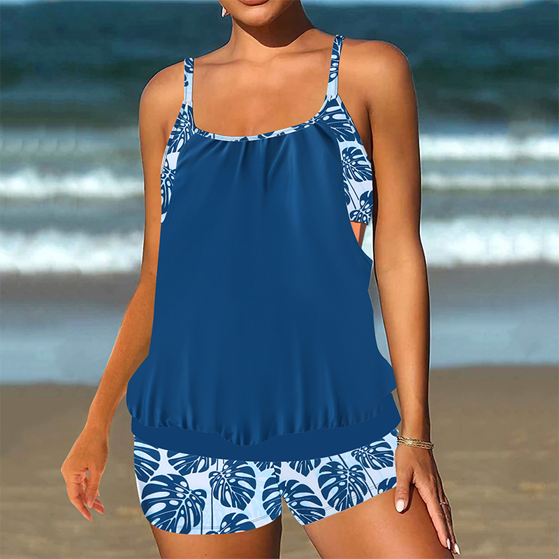 ⏰Damen Tankini mit Blouson-Top & Shorts 💥 bequem, modern & ideal für Strand & Pool ☀️