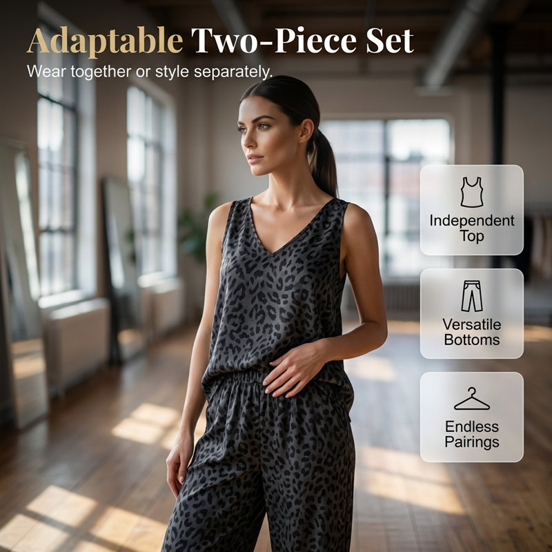 🐆 50% RABATT! 🩳 Ärmelloses Neckholder-Top & weite-Bein-Hosen-Set im Leoparden-Print – Wild, luftig & perfekt für heiße Tage und Partynächte ✨
