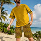 👕 50% RABATT! 💛 Herren Gelbes Grafik-Print Kurzarm Trainingsanzug-Set – Bequem & stylisch – perfekt für Sport und Freizeit 🔥