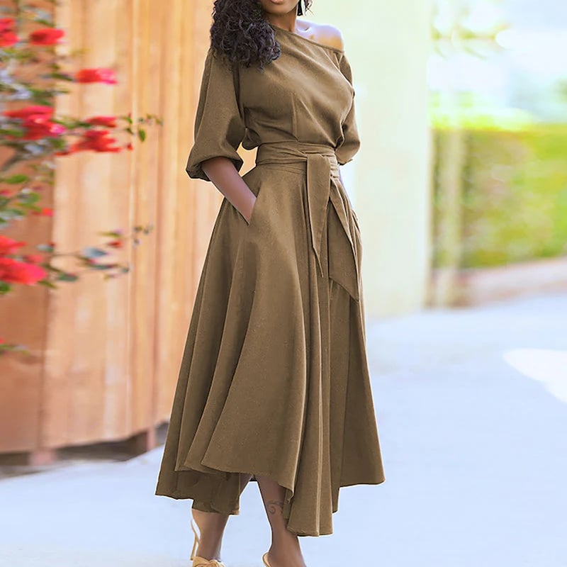 👗✨ ELEGANTES EINFARBIGES KLEID FÜR DAMEN – 50% RABATT! Zeitlose Eleganz, vielseitiger Schnitt & perfekt für Büro, Date oder festliche Anlässe