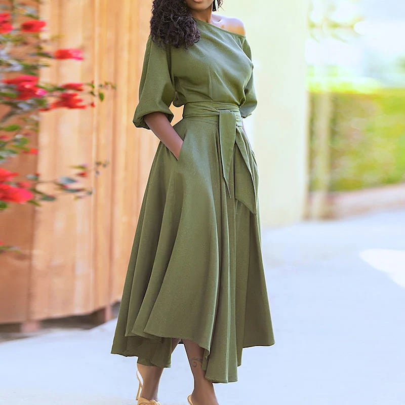 👗✨ ELEGANTES EINFARBIGES KLEID FÜR DAMEN – 50% RABATT! Zeitlose Eleganz, vielseitiger Schnitt & perfekt für Büro, Date oder festliche Anlässe