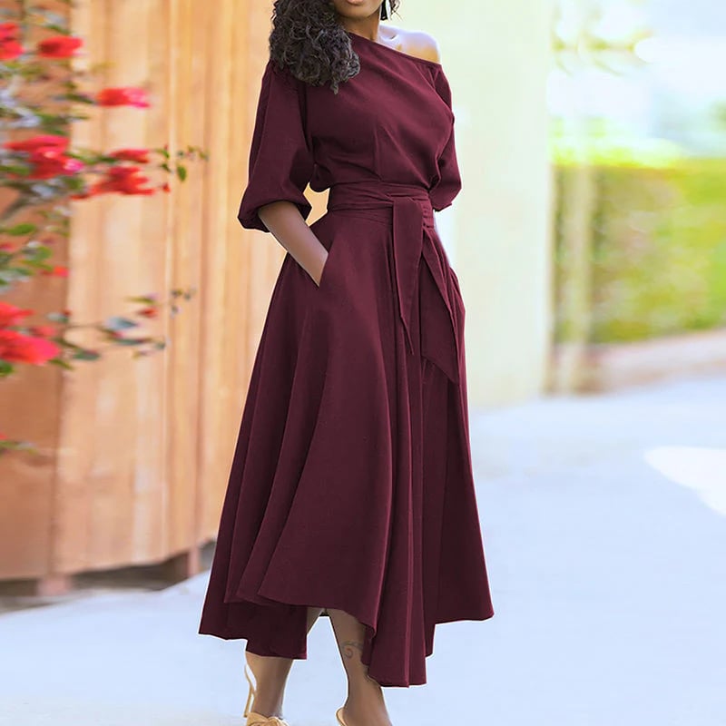 👗✨ ELEGANTES EINFARBIGES KLEID FÜR DAMEN – 50% RABATT! Zeitlose Eleganz, vielseitiger Schnitt & perfekt für Büro, Date oder festliche Anlässe