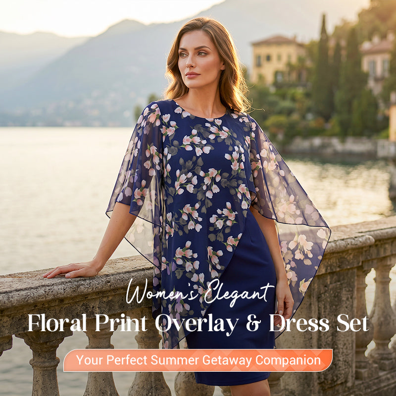 👗 NUR FÜR BEGRENZTE ZEIT: 50 % RABATT! ✨ Set aus Blumen-Überwurf und Kleid – elegant und feminin ✨