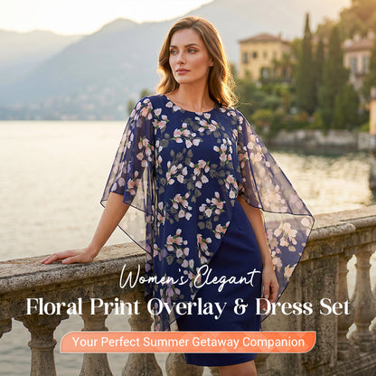 👗 NUR FÜR BEGRENZTE ZEIT: 50 % RABATT! ✨ Set aus Blumen-Überwurf und Kleid – elegant und feminin ✨