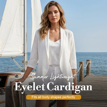 🧥 50% RABATT! ✨ Leichter Lochmuster-Cardigan – Atmungsaktiv, offen & ideal für laue Sommerabende – Perfekt als Überwurf zum Strandkleid oder über ein Top 🌊