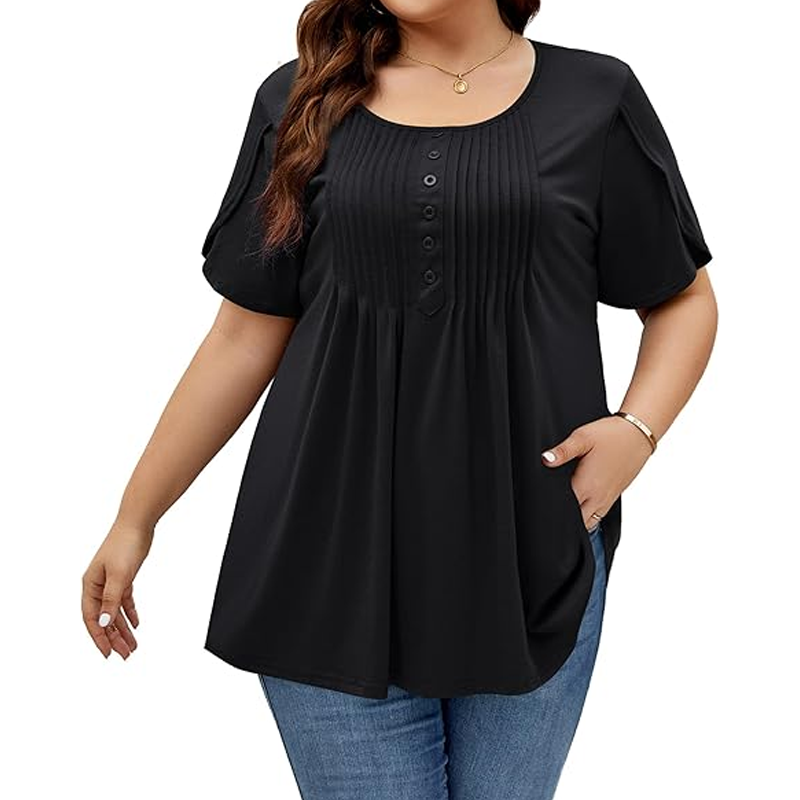 👚 JETZT 50 % RABATT! ✨ Damen-T-Shirt mit Falten vorne und Puffärmeln – Weiche, atmungsaktive und elegante Puffärmel – perfekt fürs Büro, zum Brunch oder für Frühlingstage 🌸