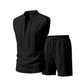 ⏳ 50% RABATT! Herren Leinen-Set: Ärmelloses Oberteil & Shorts mit Schnürung – Atmungsaktiv & stylisch für den Sommer 🌿👕