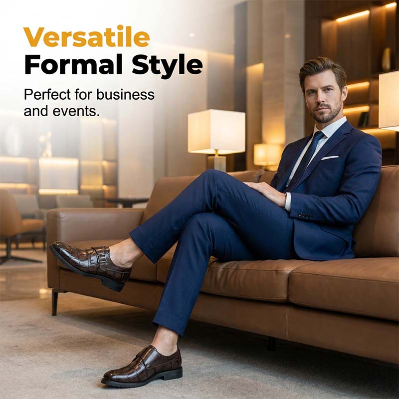 Klassische Herrenschuhe aus Kunstleder mit einer Schnalle