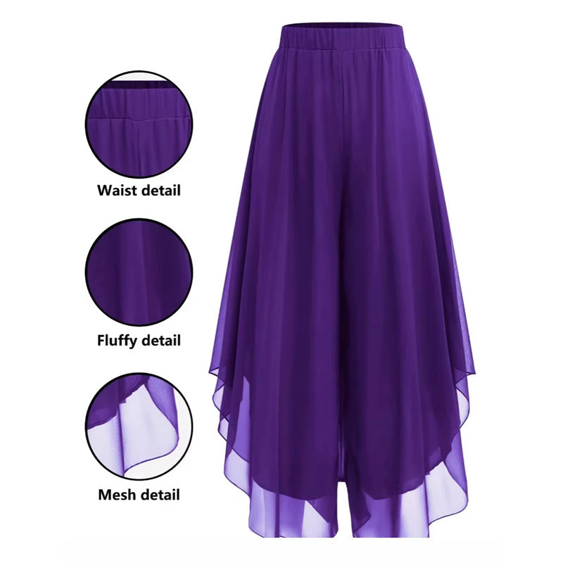 👖 LIMITIERTES ANGEBOT 50% RABATT! 🌸 Damen Chiffon-Hose mit weitem Bein & asymmetrischem Saum – Hose-Rock-Hybrid, Leicht, Elegant ✨
