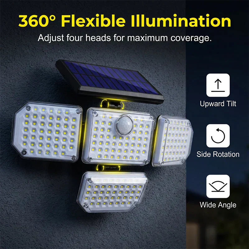 Solar Bewegungsmelderleuchte☀️✨Mehrere Leuchtenköpfe Außenlampe