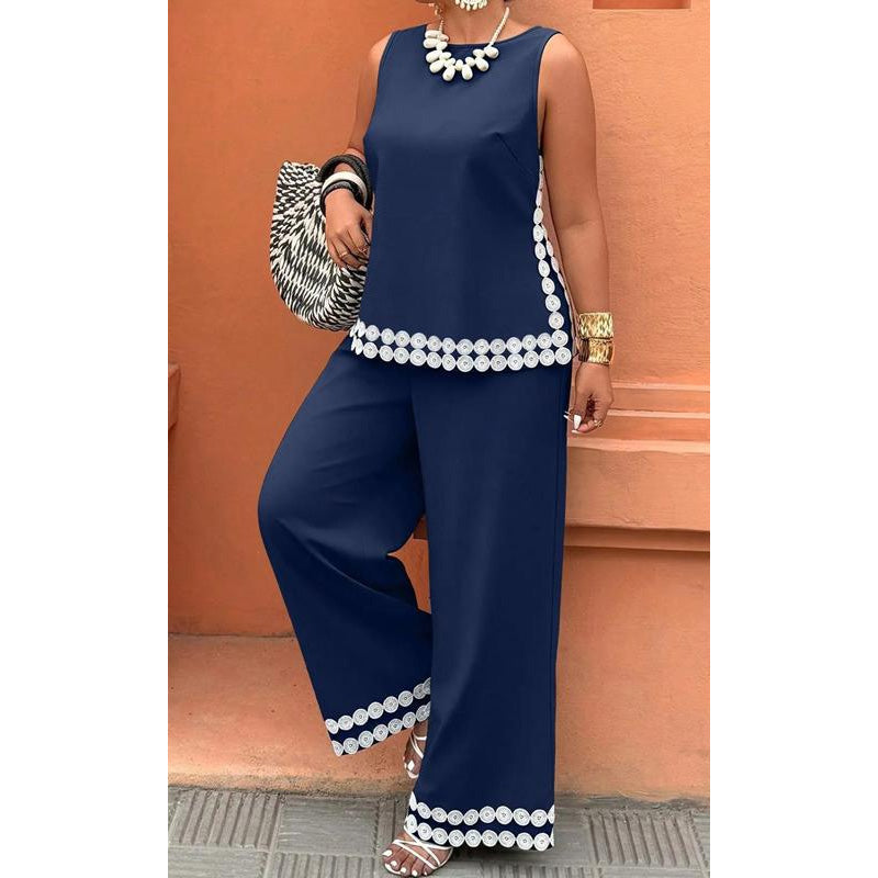 👚🤍 Damen ärmelloses Top & weites Bein Hosen Set – Fließend, luftig & elegant – Perfekt für Sommer, Strand oder besondere Anlässe – bequemer 2-teiliger Look ✨
